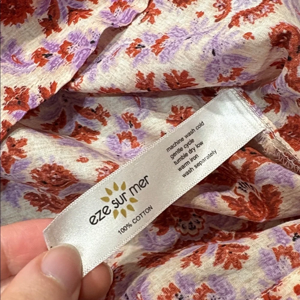 Eze Sur Mer Anthropologie women's multicolored floral long-sleeved blouse - Picture 8 of 8